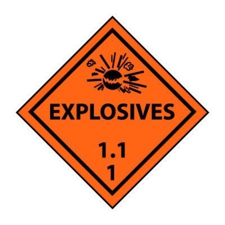 NATIONAL MARKER CO DOT Placard - Explosives 1.11 DL130R